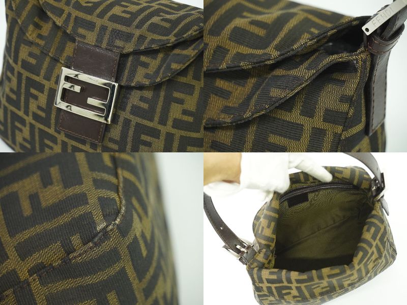 Authentic Fendi Zucca Shoulder Bag Handbag Canvas Brown 26426 Bag Pre-owned
