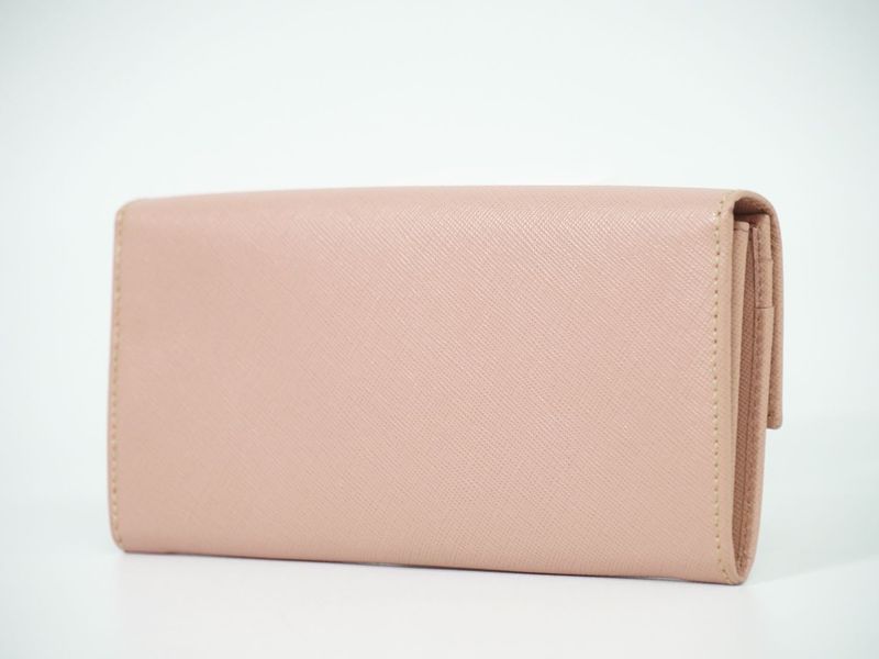 Authentic Prada Saffiano Leather Long Wallet Long Wallet Pink Saffiano Wallet