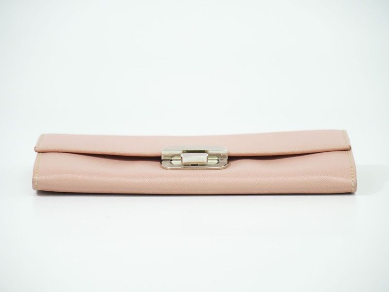Authentic Prada Saffiano Leather Long Wallet Long Wallet Pink Saffiano Wallet