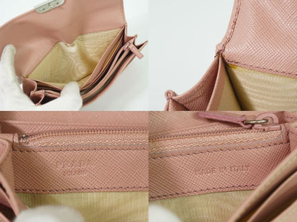 Authentic Prada Saffiano Leather Long Wallet Long Wallet Pink Saffiano Wallet