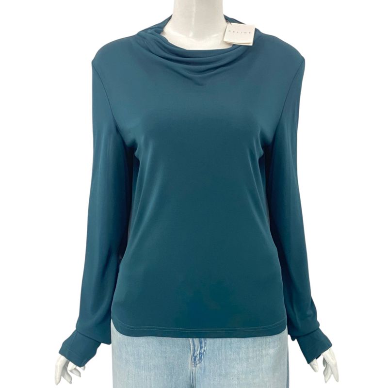 Celine Cut And Sew Long Sleeves Dark Green High Neck Dark Green