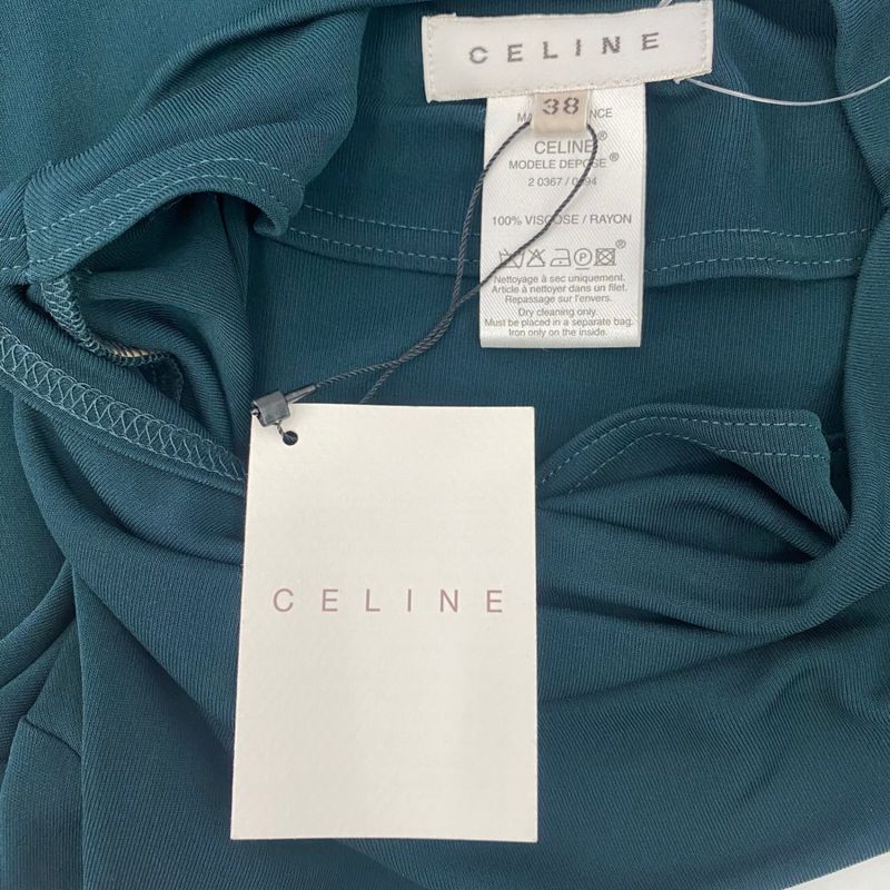Celine Cut And Sew Long Sleeves Dark Green High Neck Dark Green