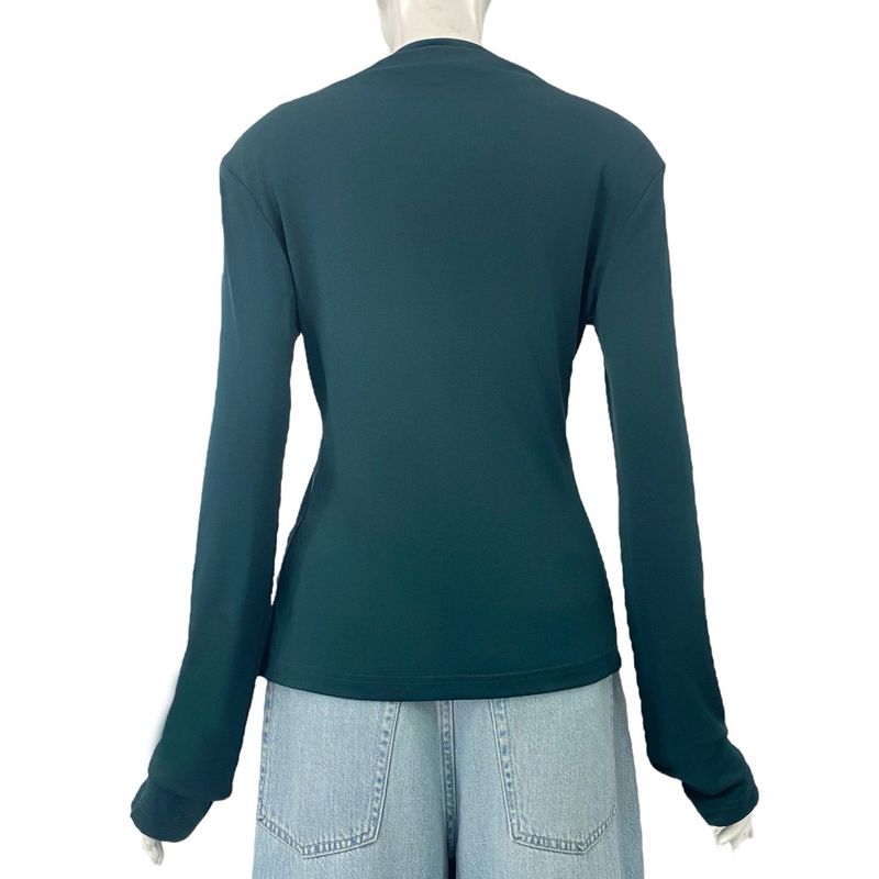 Celine Cut And Sew Long Sleeves Dark Green High Neck Dark Green