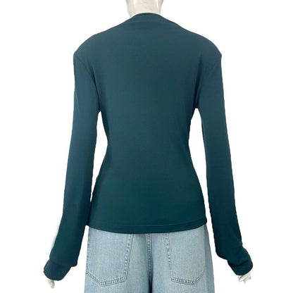 Celine Cut And Sew Long Sleeves Dark Green High Neck Dark Green