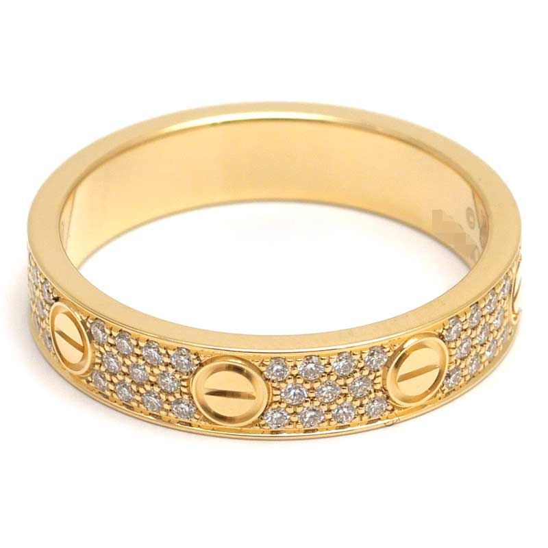 Cartier Mini Love Ring #51 750yg Fully Paved With Diamonds