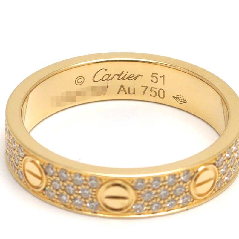 Cartier Mini Love Ring #51 750yg Fully Paved With Diamonds