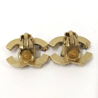 Chanel Earrings Coco Rhinestone GP Plated Gold