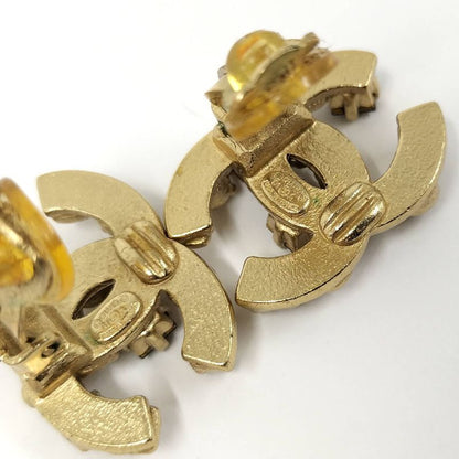 Chanel Earrings Coco Rhinestone GP Plated Gold