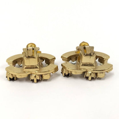 Chanel Earrings Coco Rhinestone GP Plated Gold