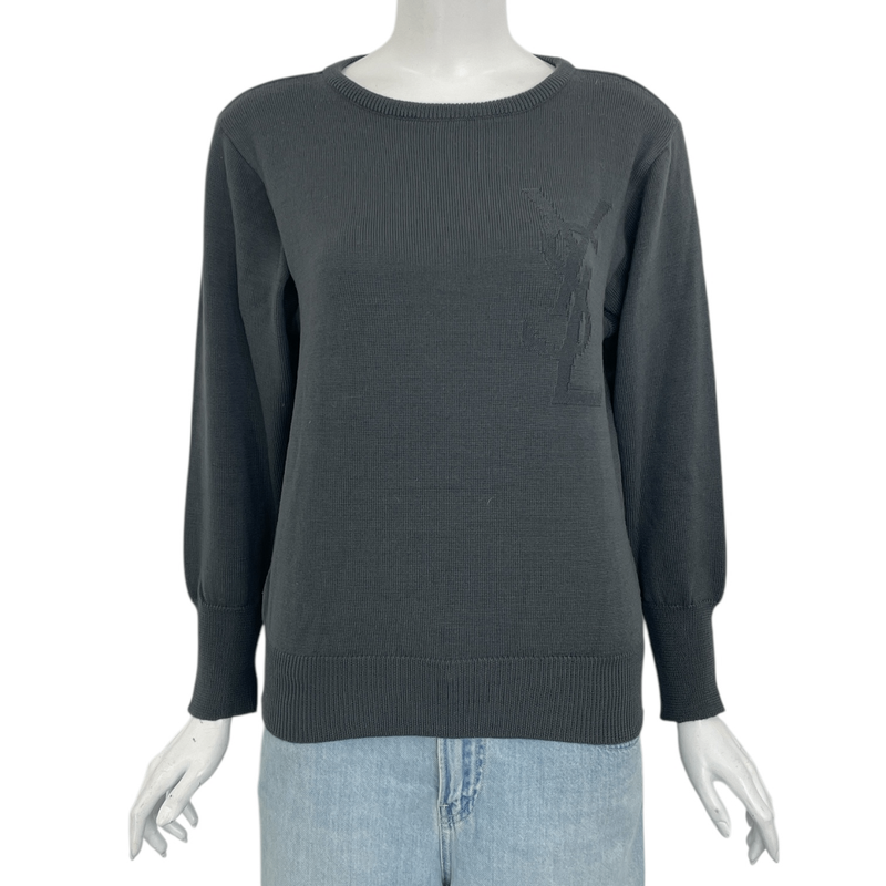 Yves Saint Laurent Yves Saint Laurent Sweater Logo Hair Gray Size M
