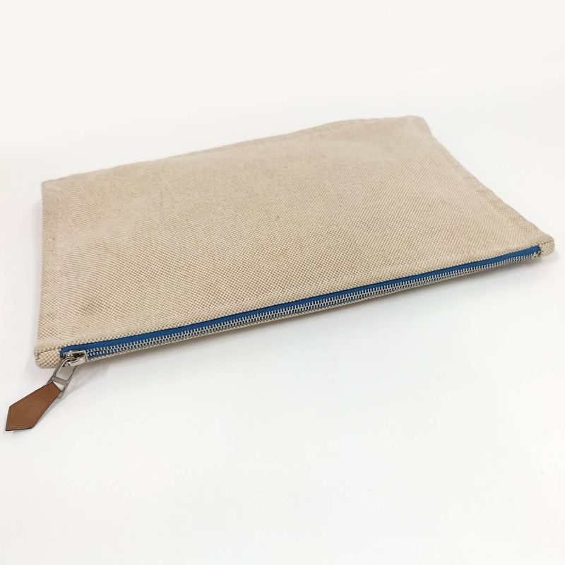 Hermes New Yachting GM Clutch Bag Canvas Beige