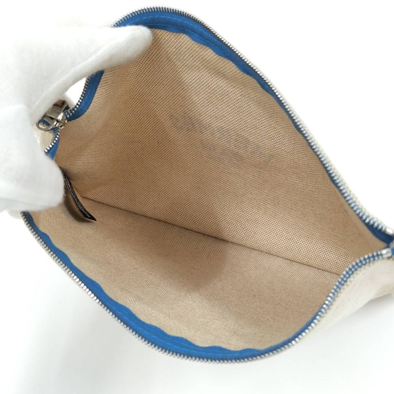 Hermes New Yachting GM Clutch Bag Canvas Beige