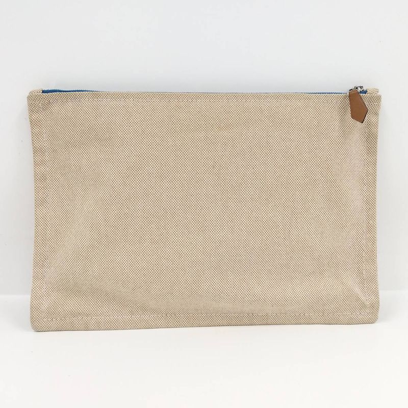 Hermes New Yachting GM Clutch Bag Canvas Beige