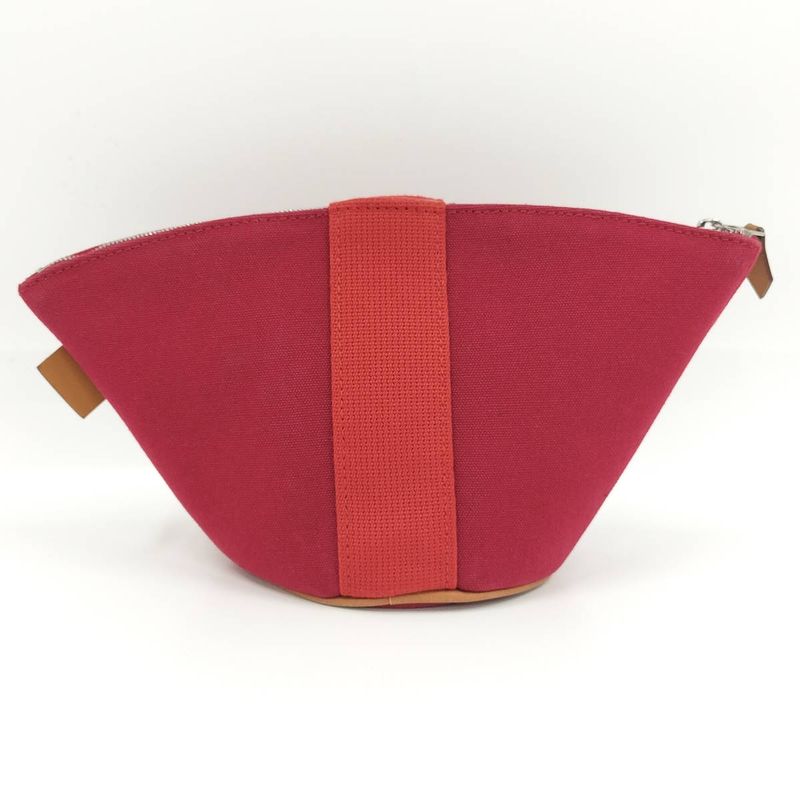 Hermes Palmyre Mini Cosmetic Pouch Canvas Red