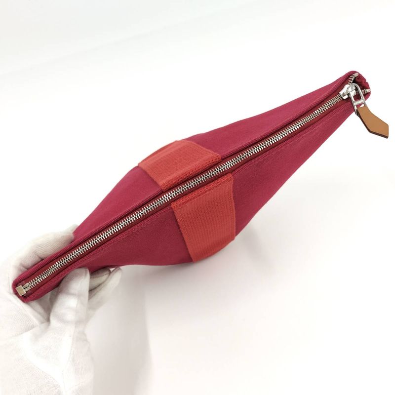 Hermes Palmyre Mini Cosmetic Pouch Canvas Red