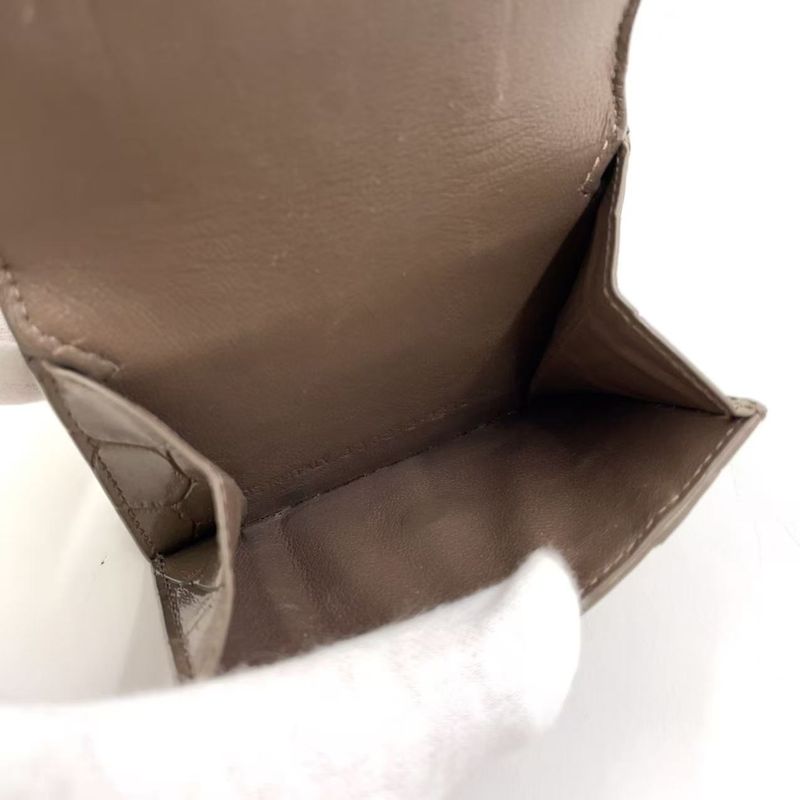 Balenciaga Hourglass Croc Shape Purses Leather Gray Beige Wallet Silver