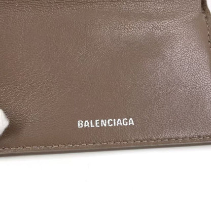 Balenciaga Hourglass Croc Shape Purses Leather Gray Beige Wallet Silver