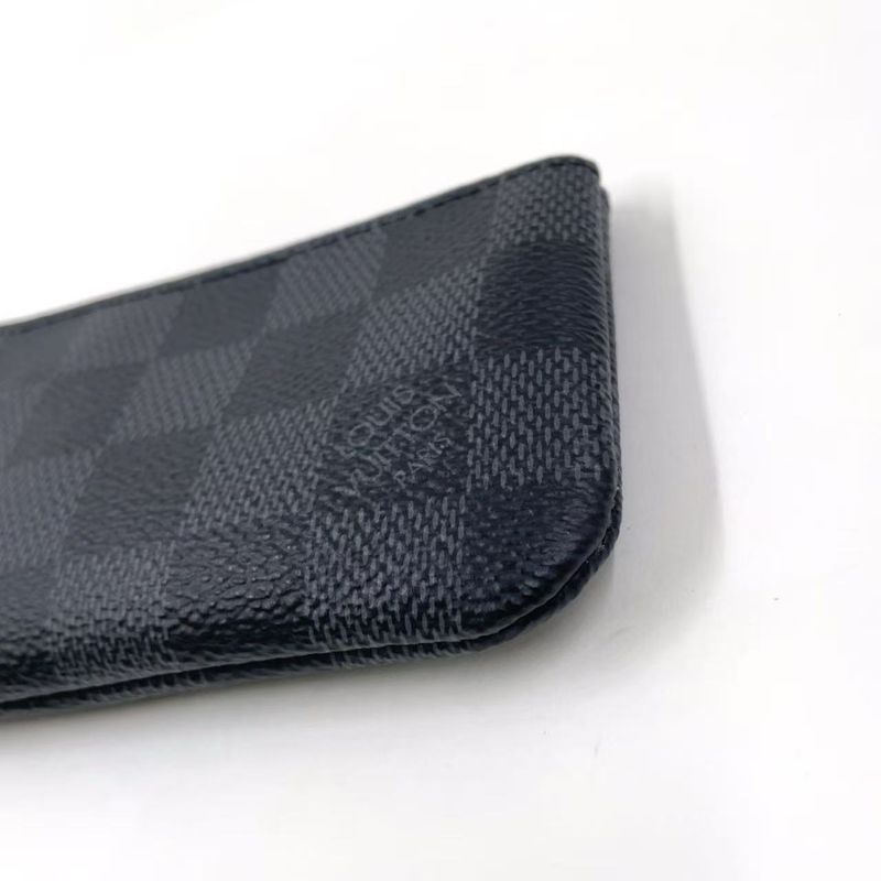 Louis Vuitton Pochette Cles Damier Graphite Damier Graphite Leather × PVC Black