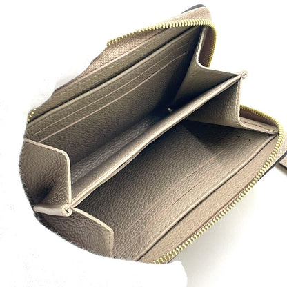 Louis Vuitton Zippy Coin Purse Leather Gray Beige Wallet Gold M69797