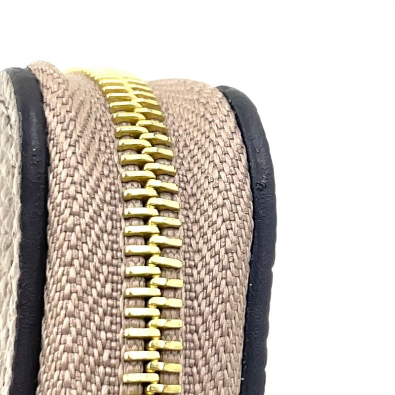 Louis Vuitton Zippy Coin Purse Leather Gray Beige Wallet Gold M69797