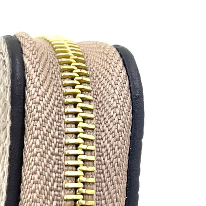 Louis Vuitton Zippy Coin Purse Leather Gray Beige Wallet Gold M69797