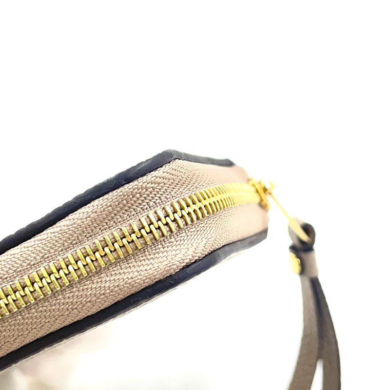 Louis Vuitton Zippy Coin Purse Leather Gray Beige Wallet Gold M69797