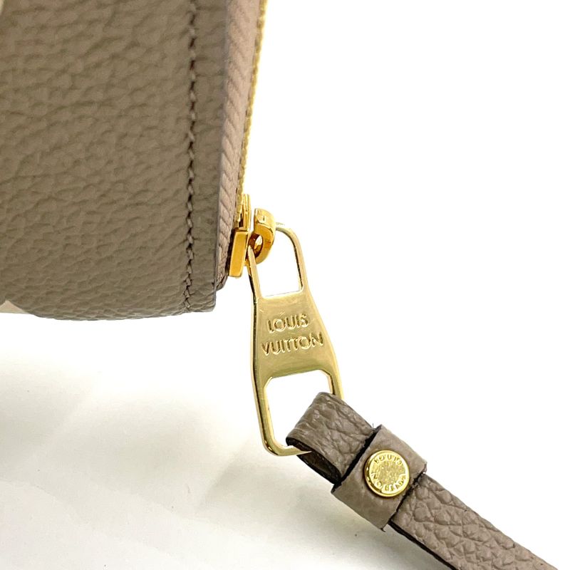 Louis Vuitton Zippy Coin Purse Leather Gray Beige Wallet Gold M69797