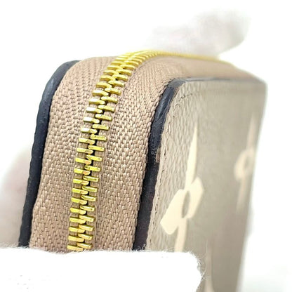 Louis Vuitton Zippy Coin Purse Leather Gray Beige Wallet Gold M69797