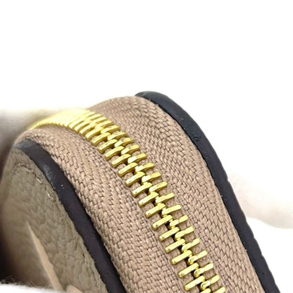 Louis Vuitton Zippy Coin Purse Leather Gray Beige Wallet Gold M69797