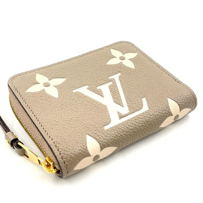 Louis Vuitton Zippy Coin Purse Leather Gray Beige Wallet Gold M69797