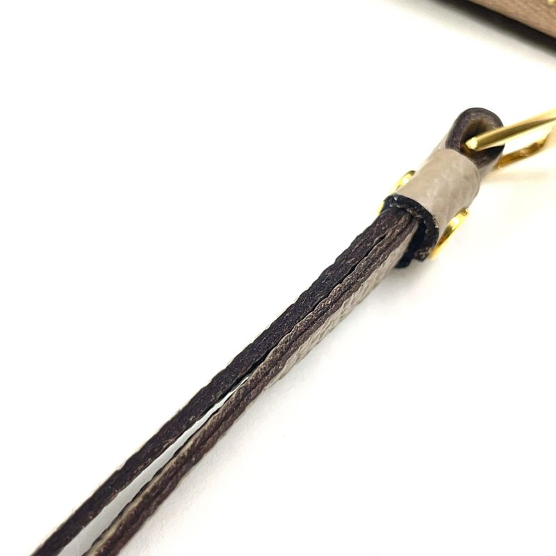 Louis Vuitton Zippy Coin Purse Leather Gray Beige Wallet Gold M69797