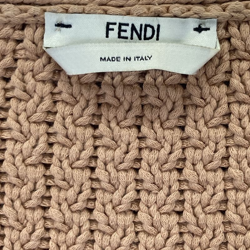 Fendi Brown Back Logo Knit Cardigan 36
