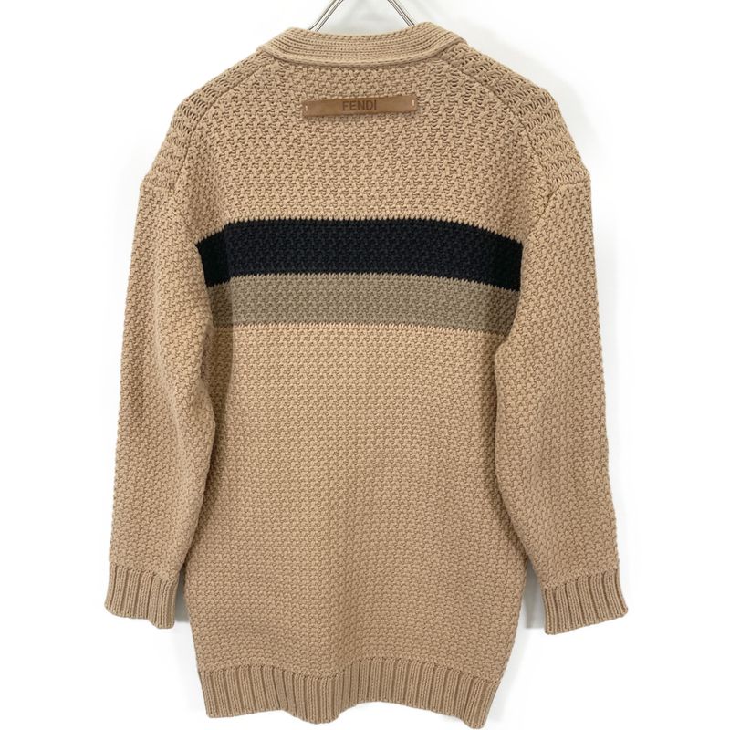 Fendi Brown Back Logo Knit Cardigan 36