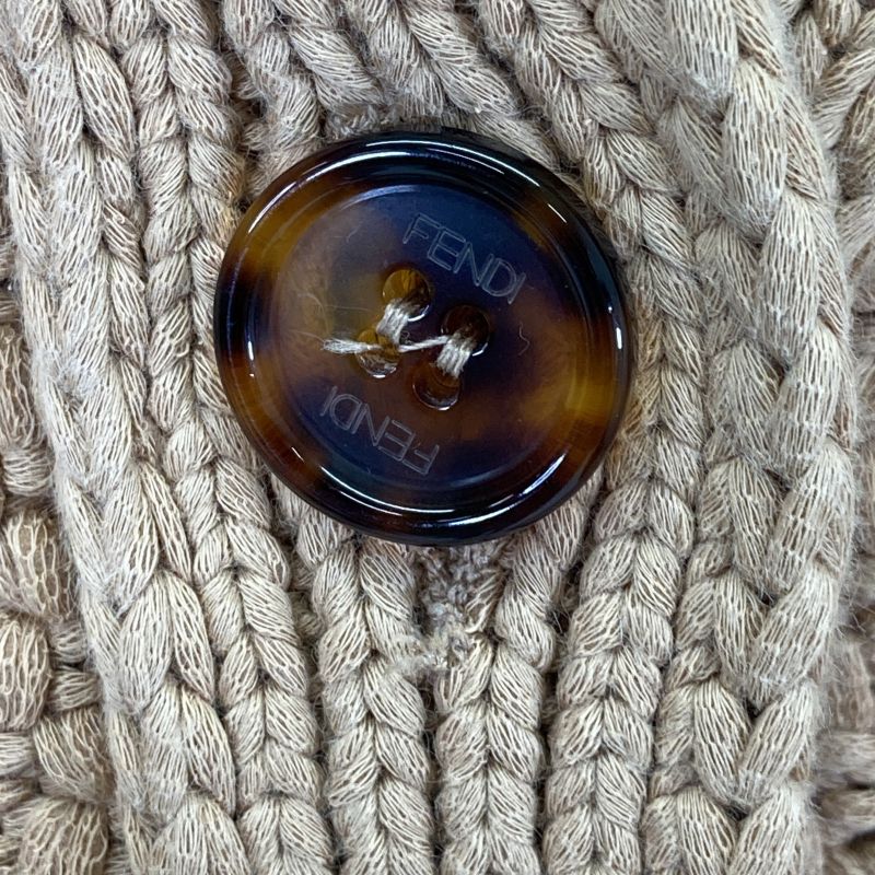 Fendi Brown Back Logo Knit Cardigan 36