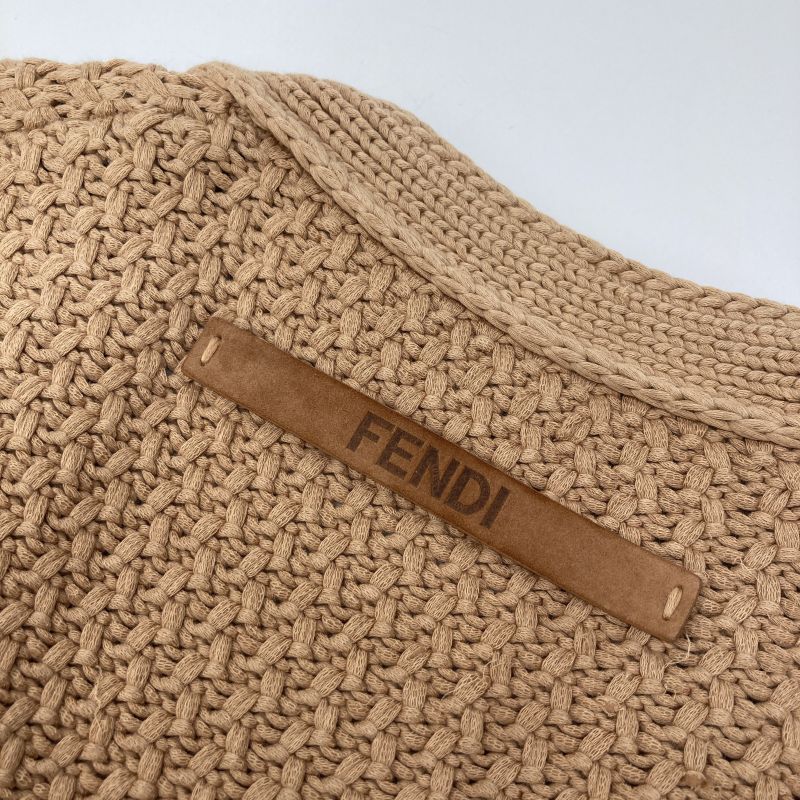 Fendi Brown Back Logo Knit Cardigan 36