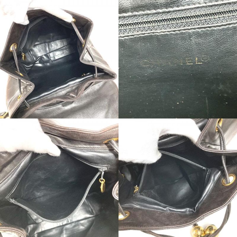Chanel Backpack Sac CC Coco Logo Lambskin Black