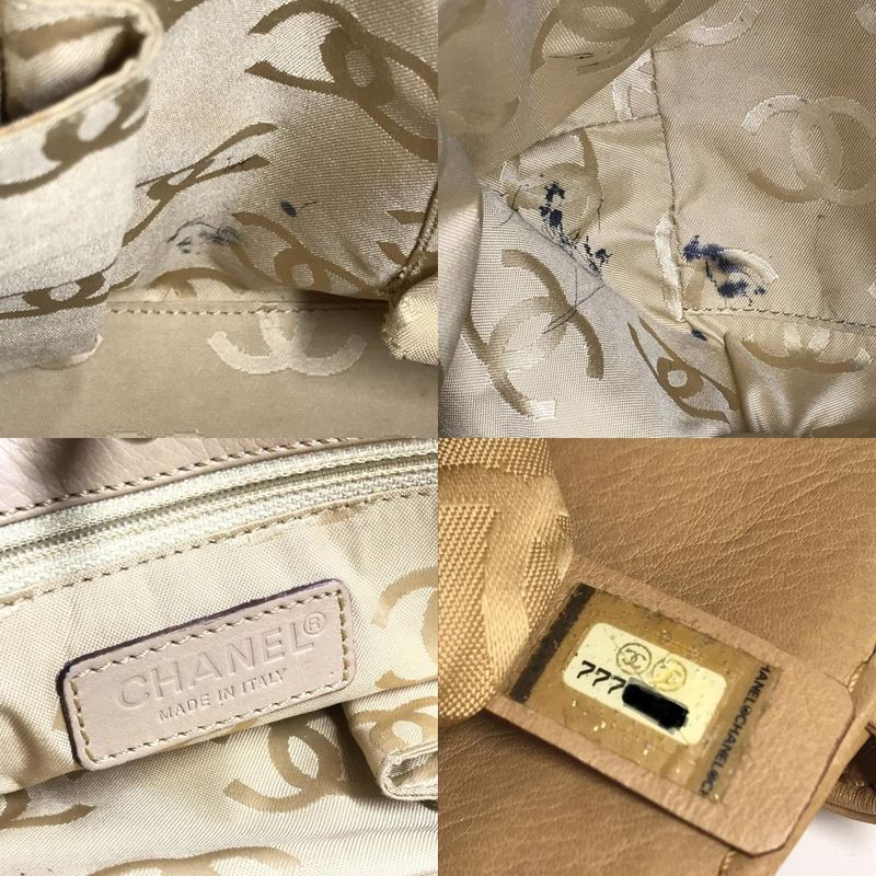 Chanel Handbag Turnlock CC Coco Mark Leather Beige