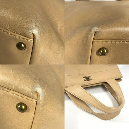 Chanel Handbag Turnlock CC Coco Mark Leather Beige