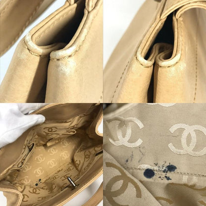 Chanel Handbag Turnlock CC Coco Mark Leather Beige