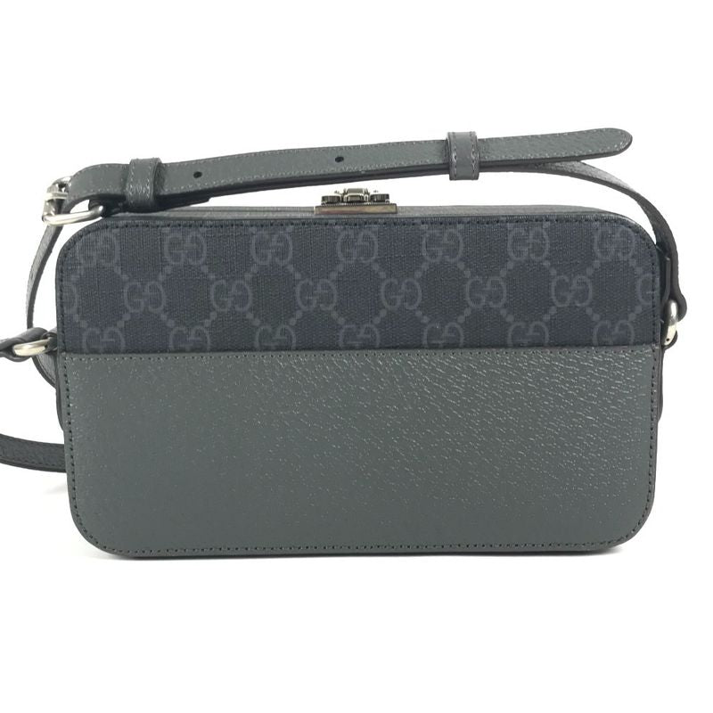 Gucci Shoulder Bag Cutout Interlocking G 725341 GG Supreme Canvas Gray