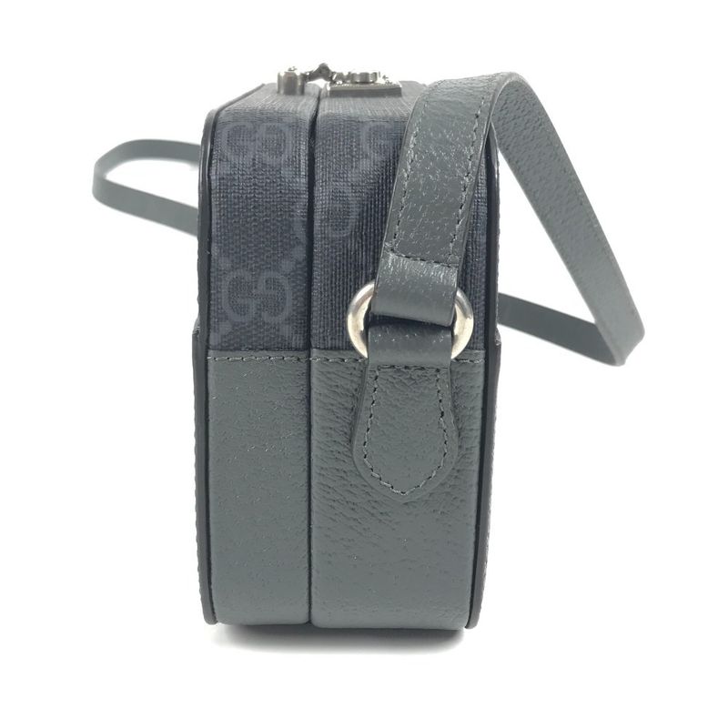 Gucci Shoulder Bag Cutout Interlocking G 725341 GG Supreme Canvas Gray