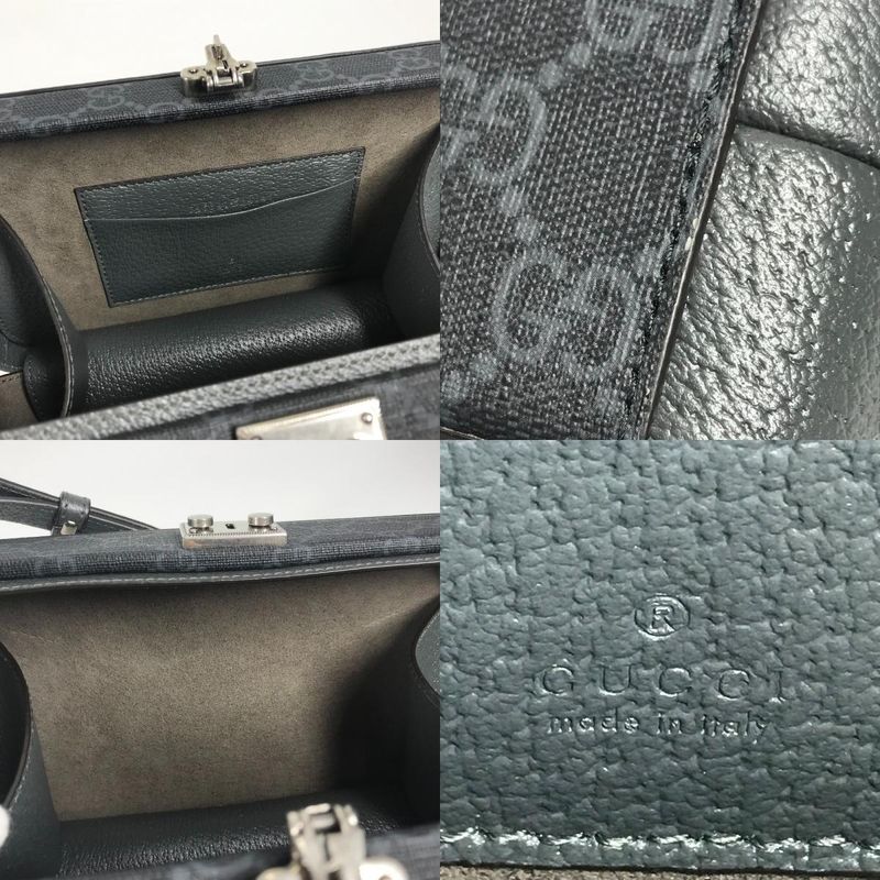 Gucci Shoulder Bag Cutout Interlocking G 725341 GG Supreme Canvas Gray