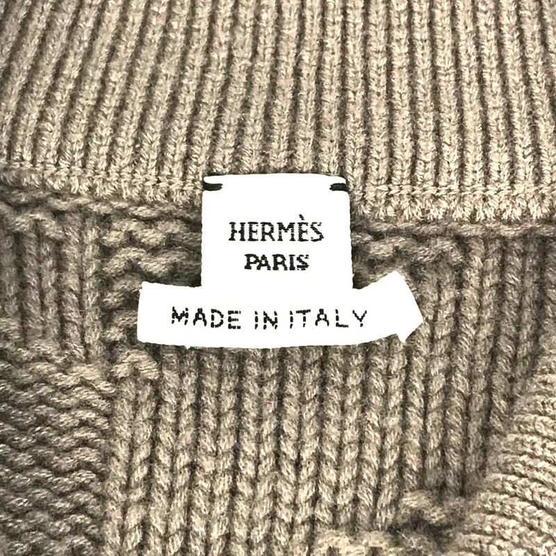 Hermes Poncho H Logo Wool Brown