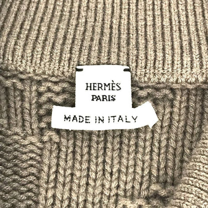 Hermes Poncho H Logo Wool Brown