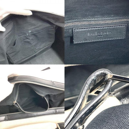 Balenciaga Boston Bag Logo 392010 Leather / Canvas Black