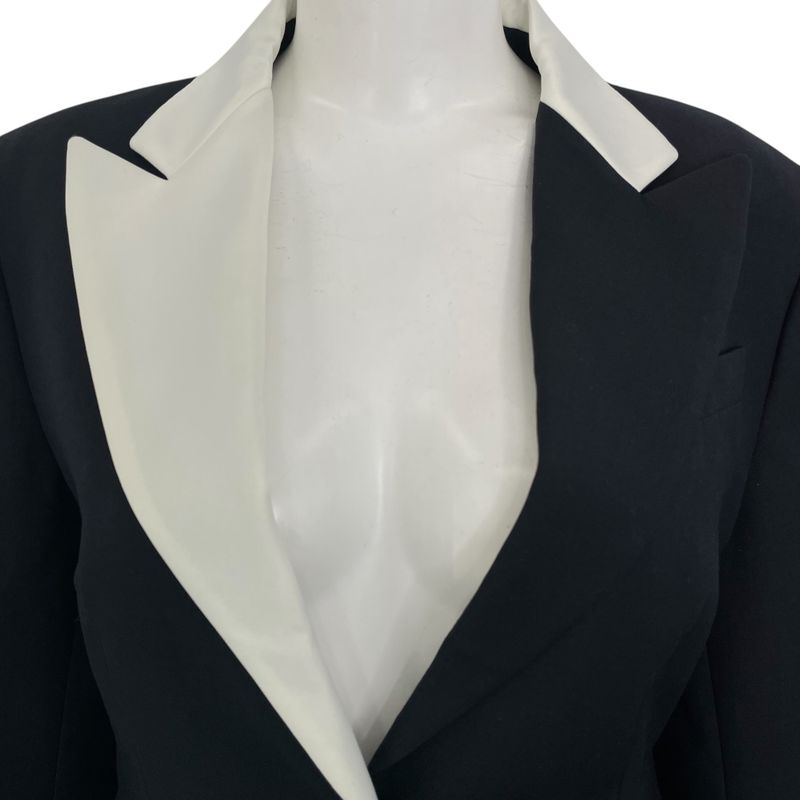 Loewe Jacket Current Wool Peaked Lapel Black White Size 38