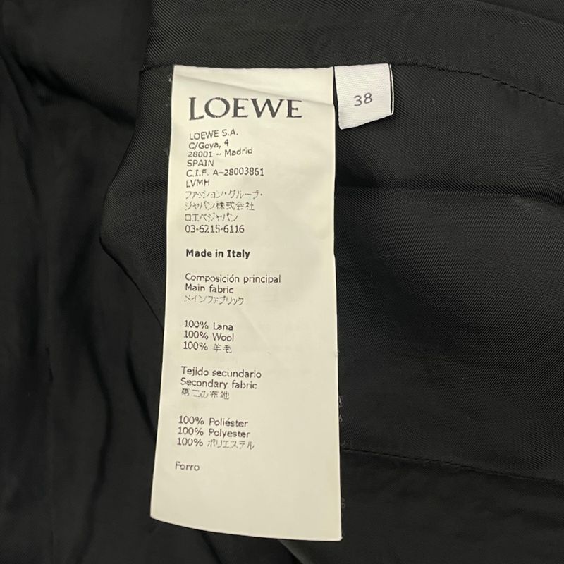 Loewe Jacket Current Wool Peaked Lapel Black White Size 38