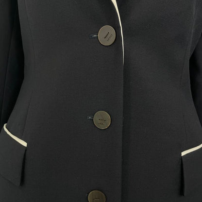 Loewe Jacket Current Wool Peaked Lapel Black White Size 38