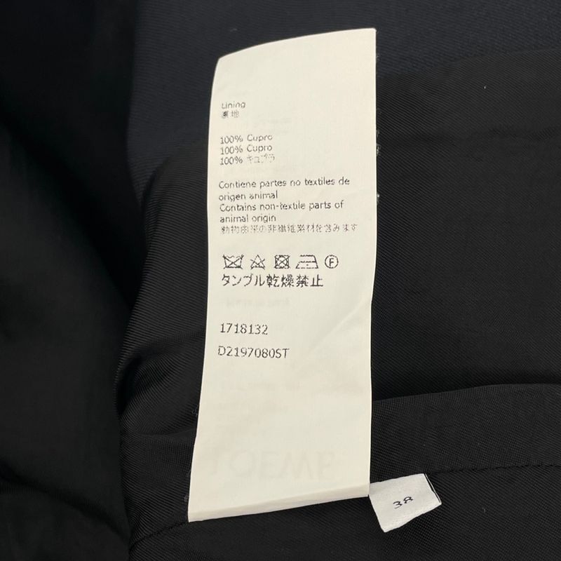 Loewe Jacket Current Wool Peaked Lapel Black White Size 38