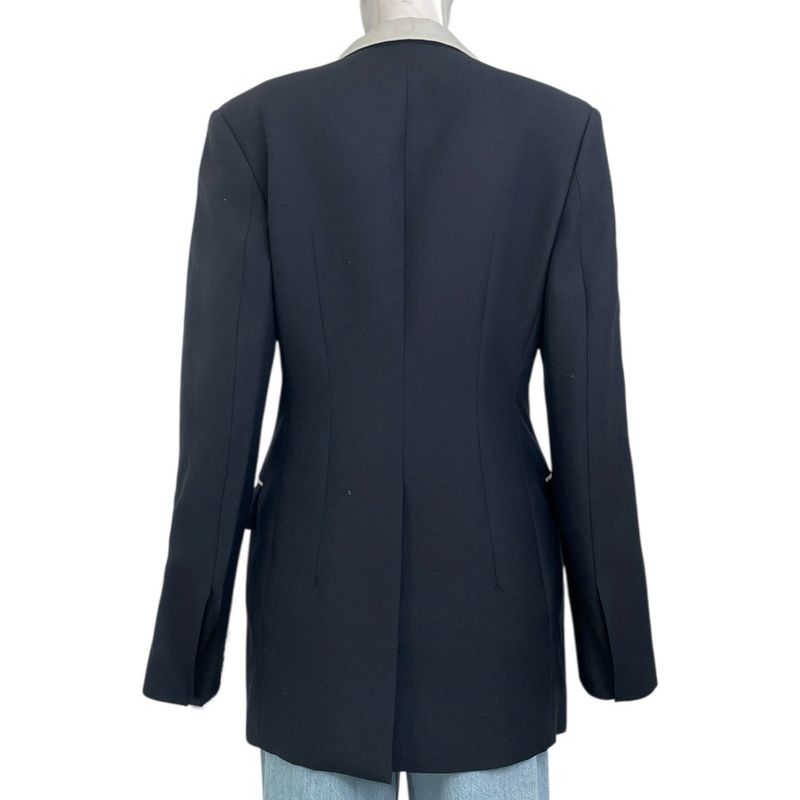 Loewe Jacket Current Wool Peaked Lapel Black White Size 38